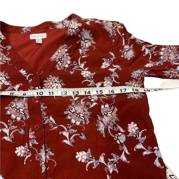 Garnet Hill Women’s 6 Floral Drop Waist Lined Dress Buttons Fall Colors - Picture 7 of 10